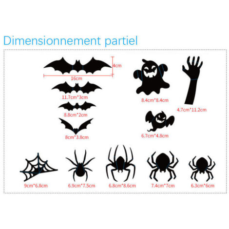 Halloween Autocollants Fenêtre, 157 Autocollants de Fenêtre pour Halloween Décoration de fête, Araignée Toile Chauve-Souris Halloween Décor Autocollant Sticker de Fenêtre