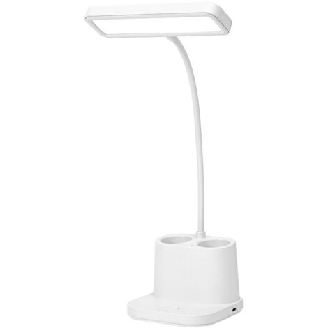 Lampe de bureau LED à intensité variable en continu, 3 modes de couleur, col de cygne flexible, commande tactile, port USB, porte-stylo
