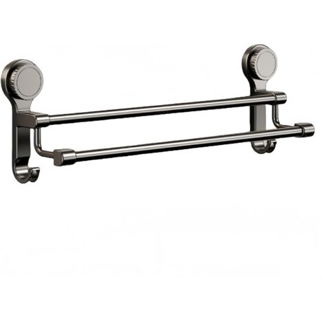 Porte-serviettes à ventouses à deux barres, adapté aux salles de douche, salles de bains, cuisines et portes vitrées (11,8 pouces). (1/5)