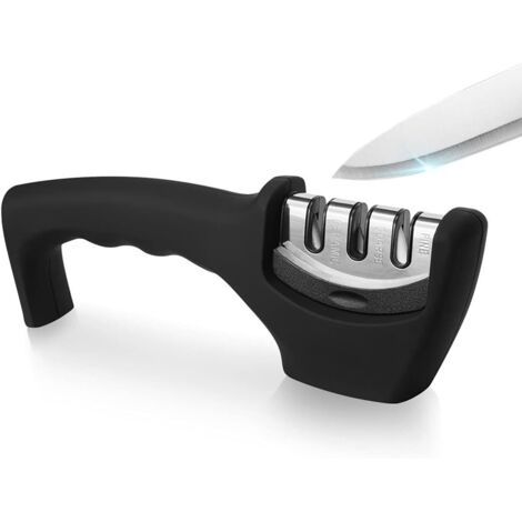 Aiguiseur de couteaux manuel professionnel, outil d'affûtage de couteaux avec poignée ergonomique et base antidérapante