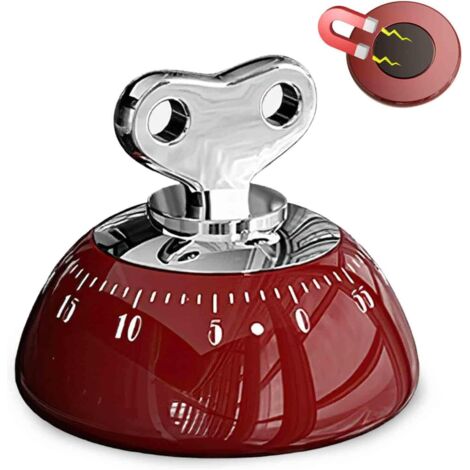 Appareil de compte à rebours mécanique de 60 minutes avec alarme puissante et plaque arrière magnétique, conception de corde visuelle, adapté à la cuisine, à l'apprentissage, à la maison ou à la class (1/5)
