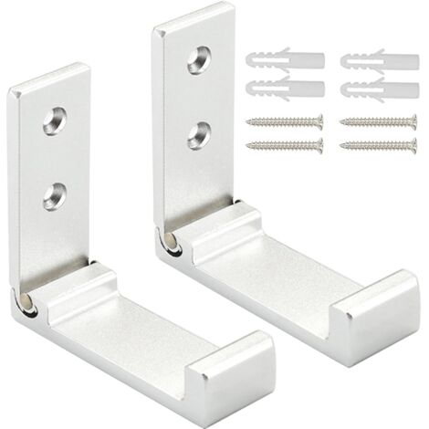 Patère pliable en aluminium, crochet mural pliable pour vêtements, casque audio, lot de 2 (argenté)