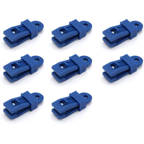 8 pièces Pinces de fixation robustes pour bâches, pour auvents, camping, caravanes et housses de voiture,Bleu (1/5)