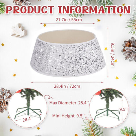 Couverture de base de jupe d'arbre de noël, ornements de noël