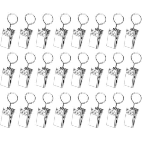 50 Pièces Pinces à Rideaux en Métal, Pince Rideaux Decoration Crochets de Suspension, Crochet fermé, Argent