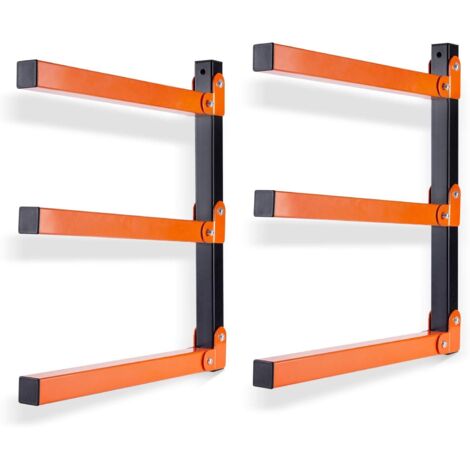 Lot de 2 organisateur mural en bois et support de rangement en métal à 3 niveaux pour bois - Usage intérieur et extérieur (1/5)