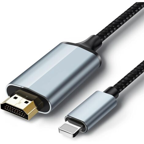 Adaptateur Lightning vers HDMI, câble HDMI pour iPhone vers TV (ne prend pas en charge l'iPhone 15/16 ou le streaming Netflix) (1/5)