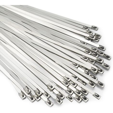 Lot de 100 serre-câbles multi-usages en acier inoxydable robuste, 4,6 x 300 mm, adaptés aux machines, tuyaux d'échappement, fermes et plus encore.