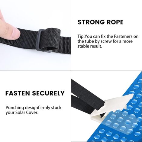 Lot de 8 bandes de fixation et pinces,enrouleur de piscine,enrouleur
