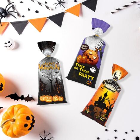 Sachets à Friandises D'Halloween 50 Sachets En Cellophane Aux Motifs Effrayants Décorations De