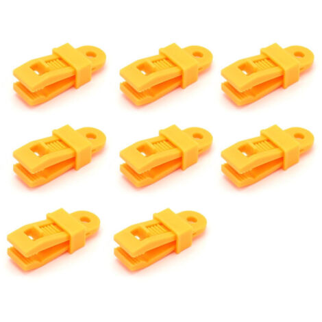 8 pièces Pinces de fixation robustes pour bâches, pour auvents, camping, caravanes et housses de voiture,Jaune (1/5)
