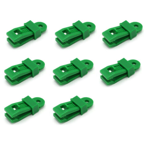 8 pièces Pinces de fixation robustes pour bâches, pour auvents, camping, caravanes et housses de voiture, Vert (1/5)