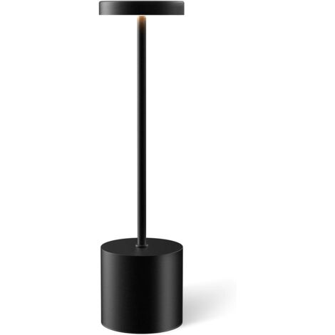 Lampe de table sans fil rechargeable, lampe de bureau LED portable, éclairage de table sans fil à intensité variable 3 couleurs,noir (1/5)