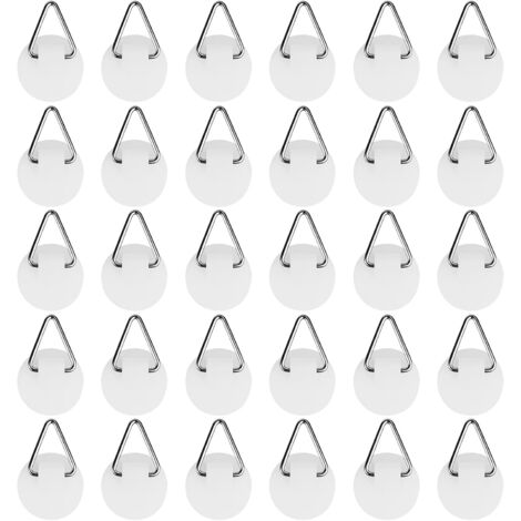 Lot de 30 Crochet Autocollant pour Tableau, Crochets Muraux Adhésifs pour Cadres Photos, Installation Facile sans Outils (2,2cm) (1/5)