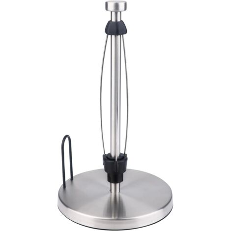 Porte-essuie-tout pour comptoir, support pour rouleau d'essuie-tout à une main avec base lestée et ventouses pour cuisine et salle de bain，argent (1/5)