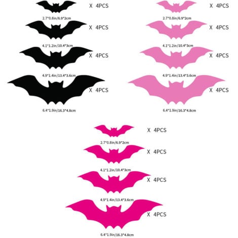 60pièces 3D Autocollants Chauves-Souris Halloween Bannière Bandrole Papier Feston Joyeux Anniversaire Stickers Muraux Banner Happy - Maison