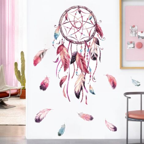Autocollant mural attrape-rêves en plumes, décoration murale, adapté à la chambre de bébé fille ou à la chambre d'enfant (1/5)
