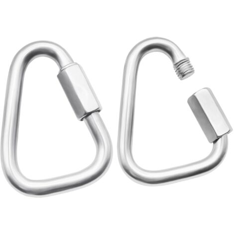 Lot de 2 mousquetons rapides M10 robustes en acier inoxydable avec connecteurs triangulaires et crochets à vis (1/5)
