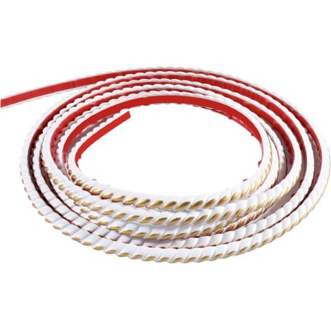5M Bande Décorative Adhésive PVC, Bordure de Papier Peint Carrelage, Décoration pour Cadre de Miroir(10mm,Or blanc) (1/5)