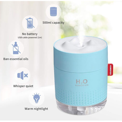 Humidificateur Portable USB LKV Pour Chambre - Veilleuse Douce, 2 Modes Pulvérisation, 350ml