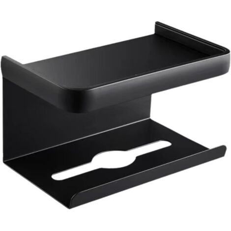 Porte-papier hygiénique mural à double couche, sans perforation, pour papier toilette (noir) (1/5)
