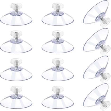Lot de 12 grandes ventouses de 41 mm avec vis - Ventouses en PVC transparent pour fenêtre - Adhésif extra fort (1/5)