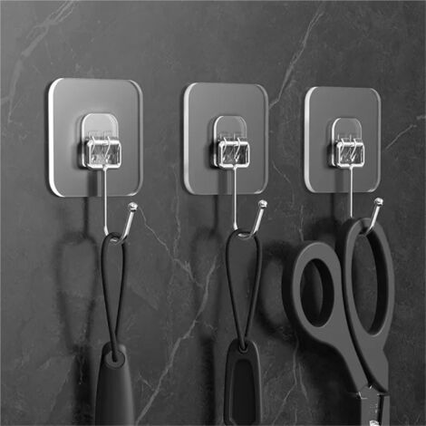 Lot De 2 Crochets De Cuisine 40 Cm Sans Perçage - 7 Crochets Amovibles - Aluminium Argenté