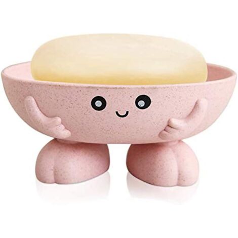 Porte-savon, joli porte-savon de dessin animé pour salle de bain et cuisine, baignoire, évier, design antidérapant, joli porte-savon (rose) (1/3)
