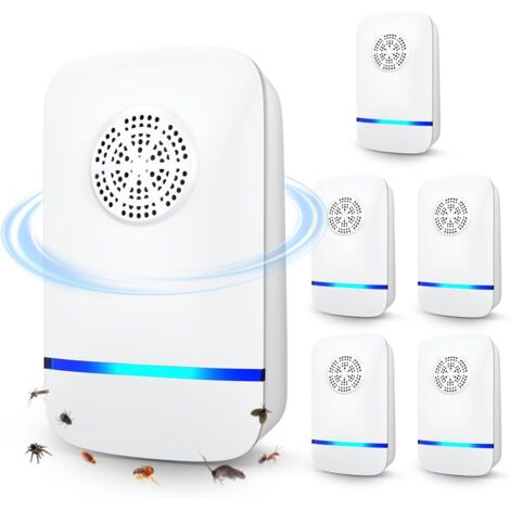 Répulsif ultrasonique amélioré 2025, lot de 6 – Répulsif d'intérieur contre les rongeurs et les insectes, à brancher, avec puce intelligente, sans danger pour les enfants et les animaux domestiques, c (1/5)