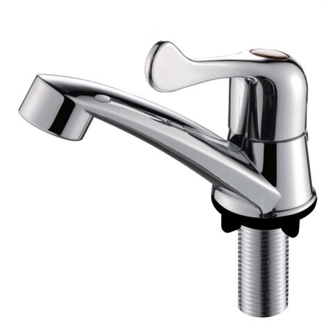 Robinet d'évier, poignée arrière en ABS, robinet d'eau froide simple, en plastique G1/2, trou unique, poignée unique, lavabo, salle de bain (1/5)