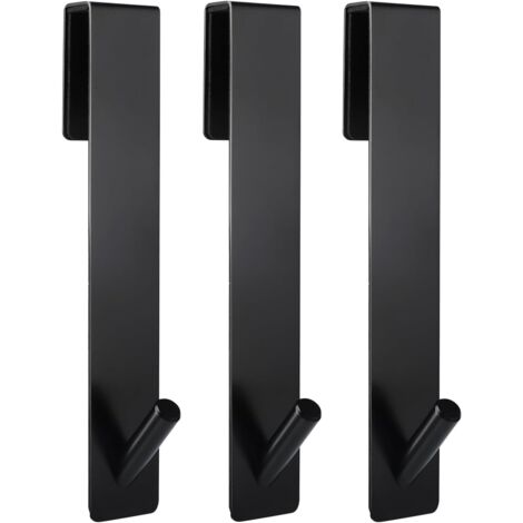 Crochets de porte allongés (18cm) pour porte de douche en verre sans cadre, crochets porte-serviettes, lot de 3,Noir (1/5)