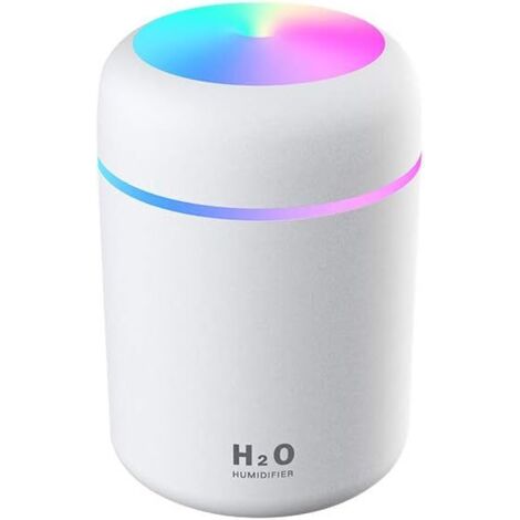 Mini humidificateur coloré et tendance, diffuseur d'huiles essentielles pour voiture, bureau, chambre, etc. (blanc) (1/5)