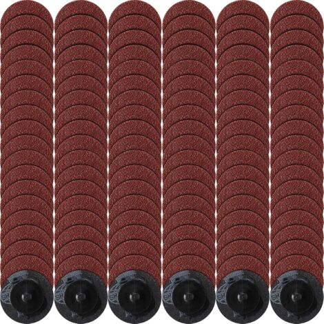 Disques de ponçage rouges de 2 pouces, grain 114, avec rouleaux de grain 36 pour le polissage de surface, l'ébavurage et l'élimination de la rouille. (1/5)