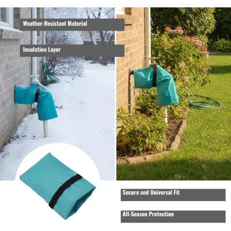2 Couvre-robinets D'hiver Anti-gel – Imperméables, Polyester, Réutilisables, Pour Robinet Extérieur, 14x18 Cm