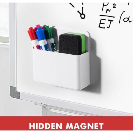 Lot De 2 Porte-Stylos Magnétiques Pour Tableau Blanc – Organisateur De Bureau Ultra-Pratique En Métal (Blanc)