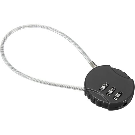 Cadenas à combinaison noir, 3,7 cm de large, 5 cm de hauteur intérieure, cadenas de sécurité réinitialisable à 3 chiffres pour sacs de voyage. (1/5)
