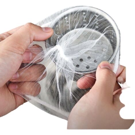 Filtre à déchets blanc pour évier de cuisine, lot de 100, pour éviers, siphons de sol et bassines à légumes afin d'éviter les obstructions. (1/5)