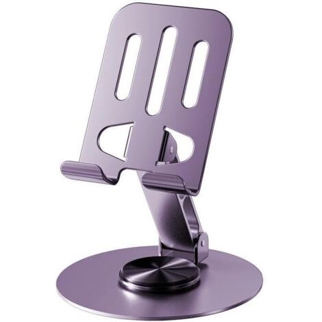 Support de téléphone universel en métal, violet, multifonctionnel, réglable en angle, rotatif à 360°, antidérapant. (1/5)
