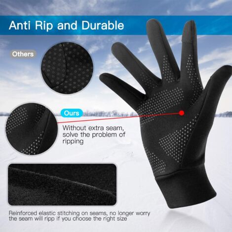 Gants De Ski Unisexes Doublés Polaire - Coupe-vent, Doigts Tactiles, Avec Fermeture éclair - Chauds Pour L'hiver