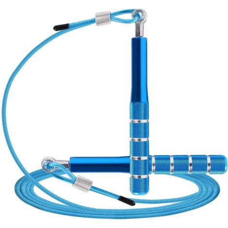 Corde à sauter en fil d'acier allié aluminium bleu, 3 m de long, 1 unité pour la remise en forme et la combustion des graisses. (1/5)