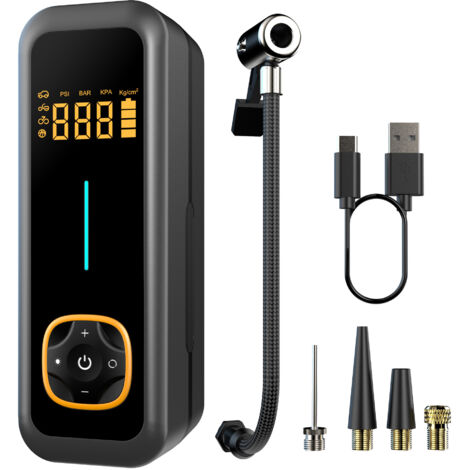 Compresseur d'air numérique pour voiture Orange, 1 unité 5000 mAh résistant aux températures élevées, compact, mini et portable (1/5)