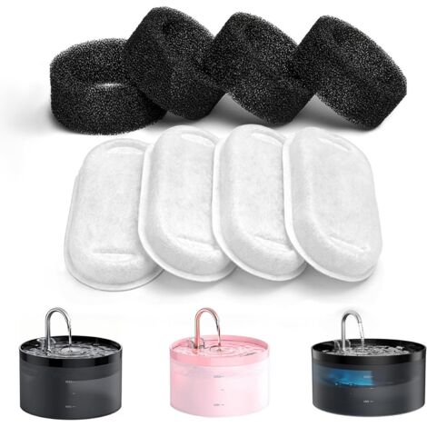 Cartouches filtrantes pour distributeur d'eau pour animaux (lot de 4) Filtre pour fontaine à eau pour chat en coton avec charbon actif (1/5)