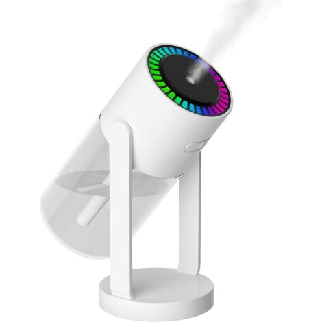 Humidificateur blanc, 7,9 x 16,4 cm, avec éclairage ciel étoilé, port USB, projecteur ciel étoilé double usage voiture/maison, humidificateur d'air. (1/5)