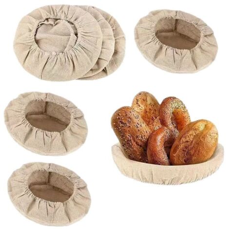 Paniers à pain pour la fermentation, couleur lin, 208cm, lot de 7, doublés de coton et de lin, pour la fermentation et la cuisson. (1/5)
