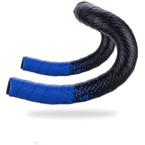 Guidon de vélo de route avec motif fibre de carbone, bleu et noir, vélo pliant, sangles de vélo de route, sangles d'enroulement. (1/5)