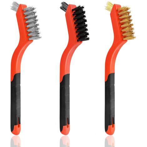 Ensemble de brosses métalliques à double tête, rouge 3 x 18 cm × 3 cm × 5 cm Brosse métallique en cuivre pour nettoyer les interstices (1/5)