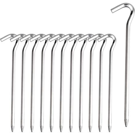 Piquets de tente en aluminium pour camping en plein air, argentés, 18 cm, lot de 12 pièces Accessoires de camping (1/5)