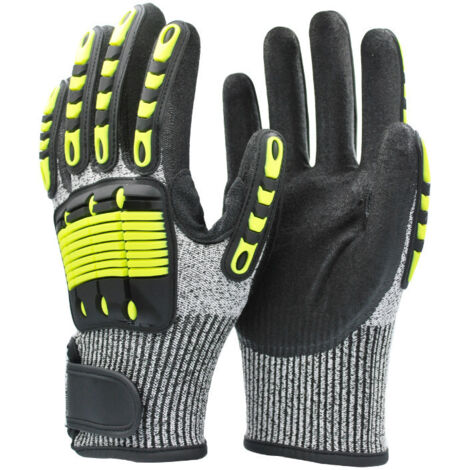 Deux paires de gants de travail jaunes, taille XL, résistants aux coupures, à l'abrasion, aux chocs, aux impacts et aux perforations. (1/5)