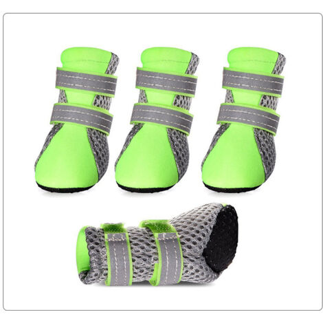 Protecteur Chien Bottes Été Antidérapant Petit Chien Chaussons Réfléchissant Respirant Doux Maille Chiot Chien Chaussures Résistant À La Chaleur Pour Temps Chaud Chaussée Chaude Vert mini M