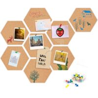 Tableau en liège, 8 tableaux d'affichage en liège autocollant Tableau en liège hexagonal avec punaises - pour accrocher des tableaux, décorations murales